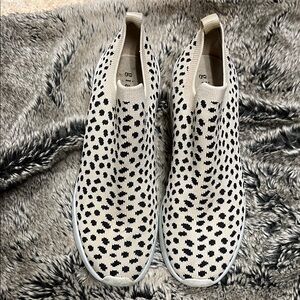 Gianni Bini Black and Cream Polka Dot Sneakers